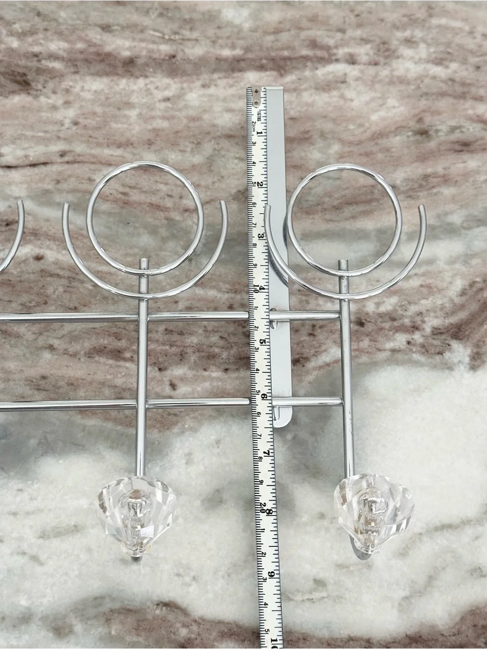 Over the Door Hanging Rack with 5 Faux Crystal Knobs Hooks